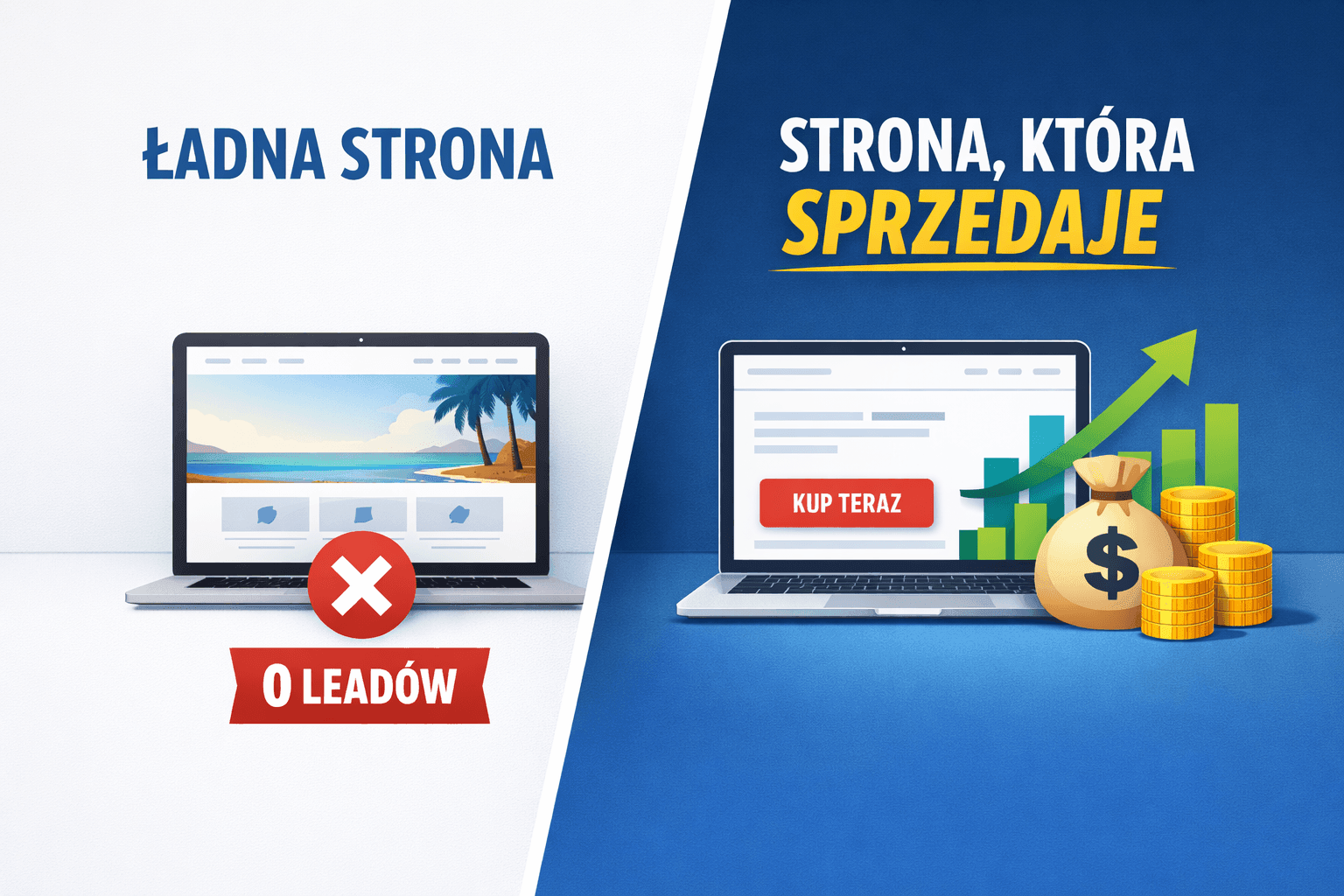 Miniaturka z ładną vs efektywną stroną internetową