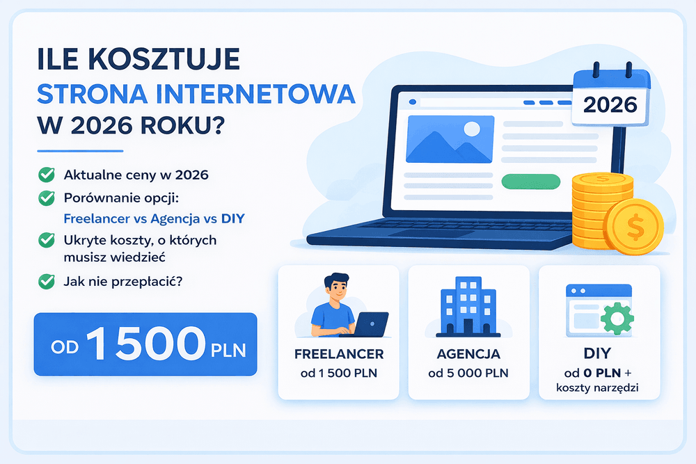 Ile kosztuje strona internetowa w 2026? Infografika